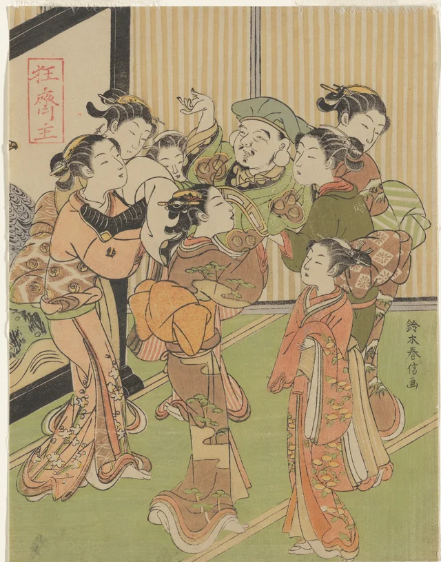 Seven Women Tossing Daikoku in the Air at New Year, Suzuki Harunobu