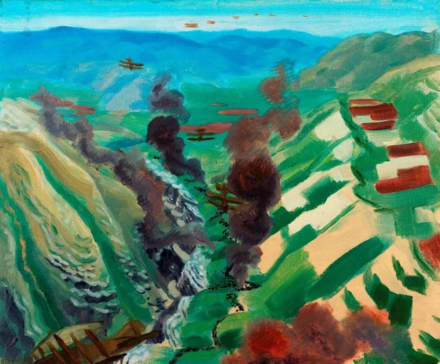 Estudo para « A destruição do comboio turco na garganta do Wadi Fara, Palestina », 1920 ( IWM ART 3138)