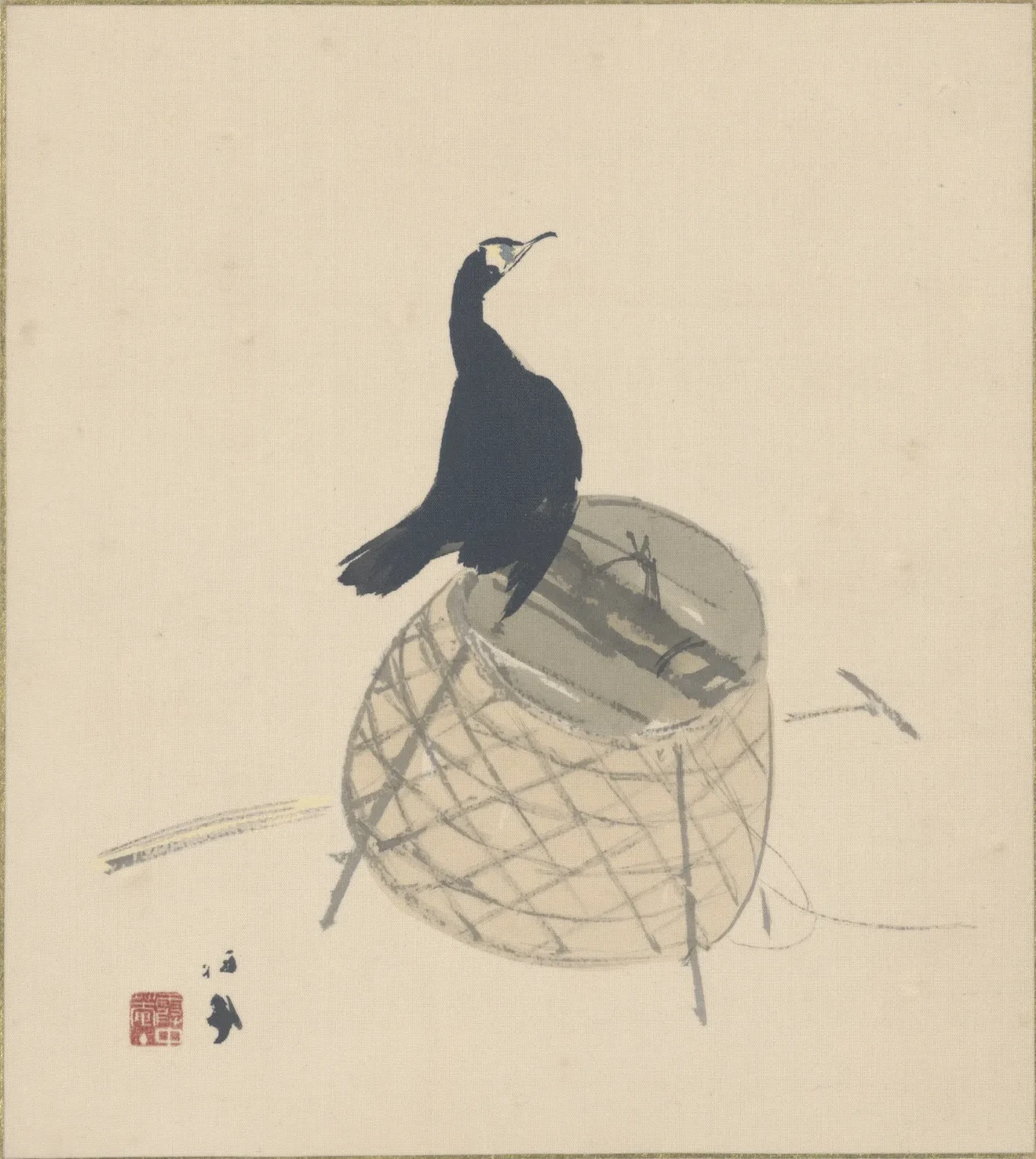 Cormoran sur un panier, Takeuchi Seihō