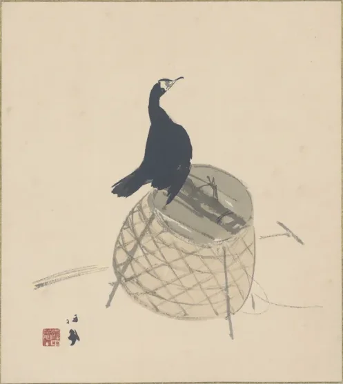 Cormorant on a Basket — Takeuchi Seihō
