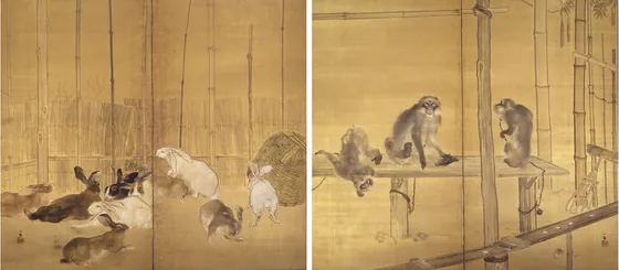 飼われたる猿と兎 — Takeuchi Seihō