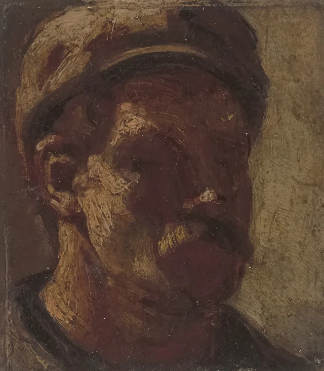 Cabeza de hombre con bigote y gorra (¿autorretrato?), Theo van Doesburg