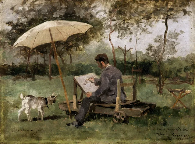 Armand Heins pintando ao ar livre