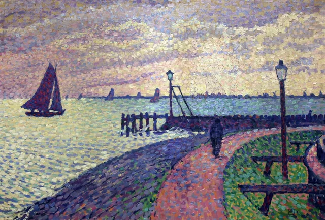 Entrada del puerto de Volendam, Théo van Rysselberghe
