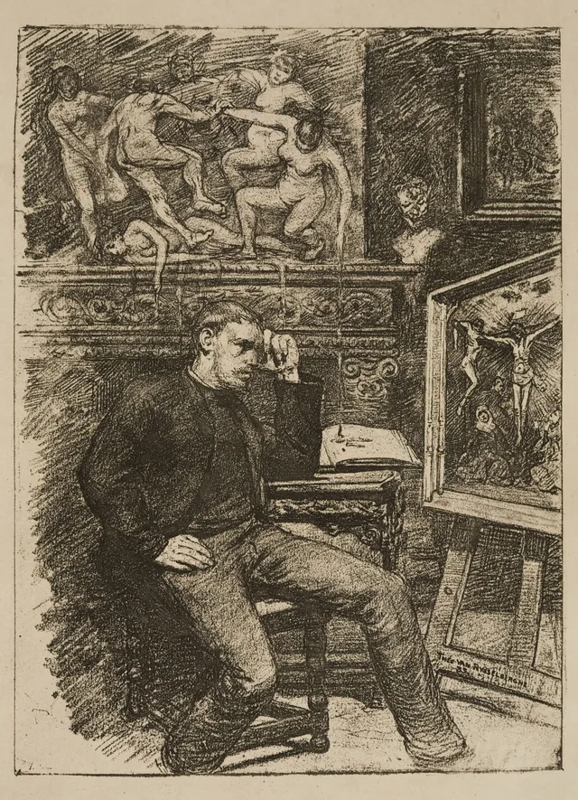 Frontispício do conto «Contes de minuit» de Émile Verhaeren, Théo van Rysselberghe