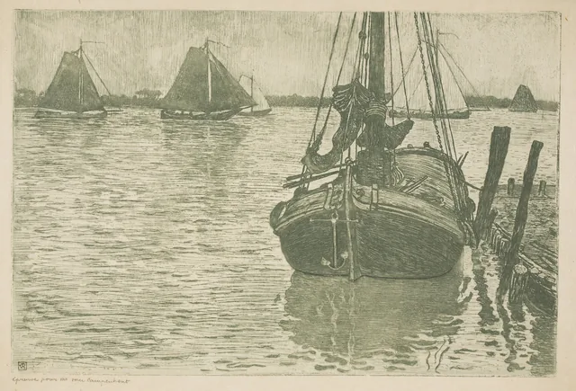 Barcos na chuva, Théo van Rysselberghe