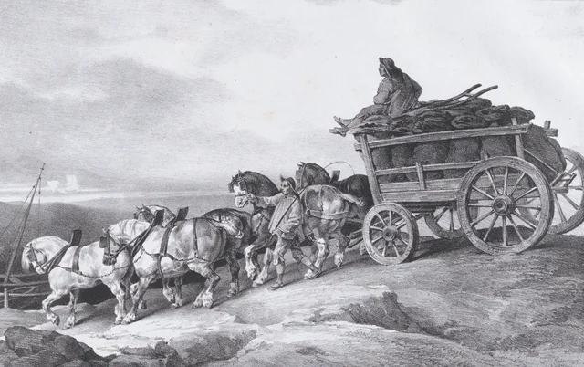 Carro de carbón tirado por caballos