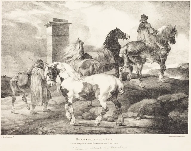 Chevaux conduits à la foire