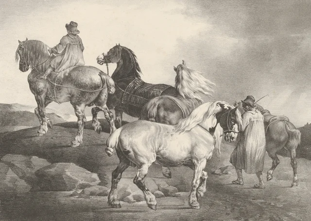 Caballos llevados a la feria, Théodore Géricault