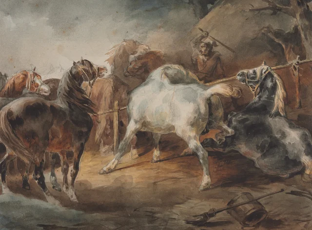 Caballos peleando, Théodore Géricault