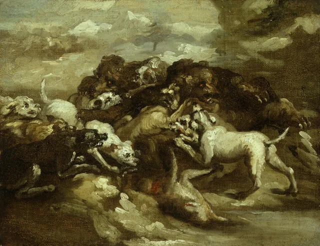 Combate de perros y osos, Théodore Géricault