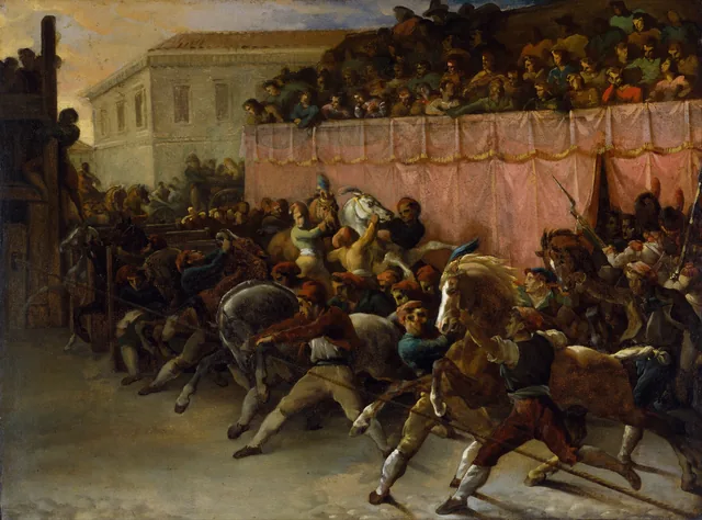 Carrera de caballos libres en Roma, Théodore Géricault