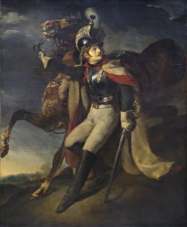 Cuirassier blessé quittant le feu