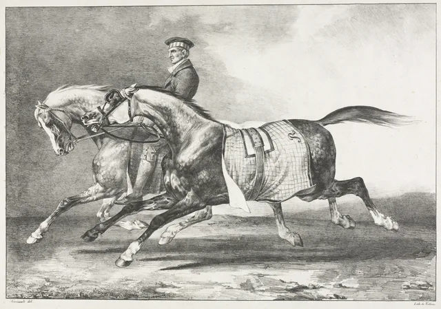 Two Dappled Horses Exercising, Théodore Géricault