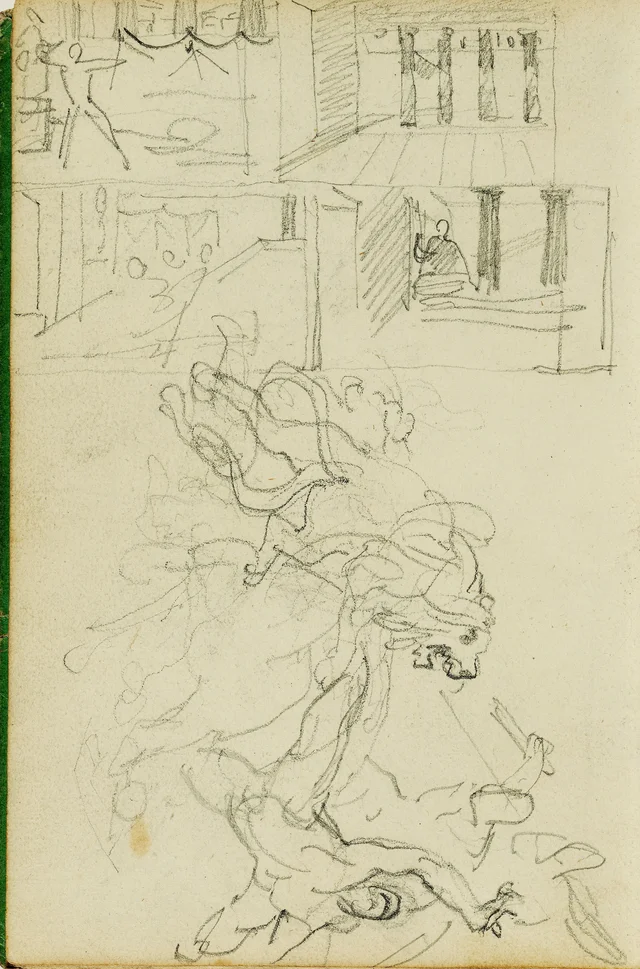 Two compositional studies of a lion hunt