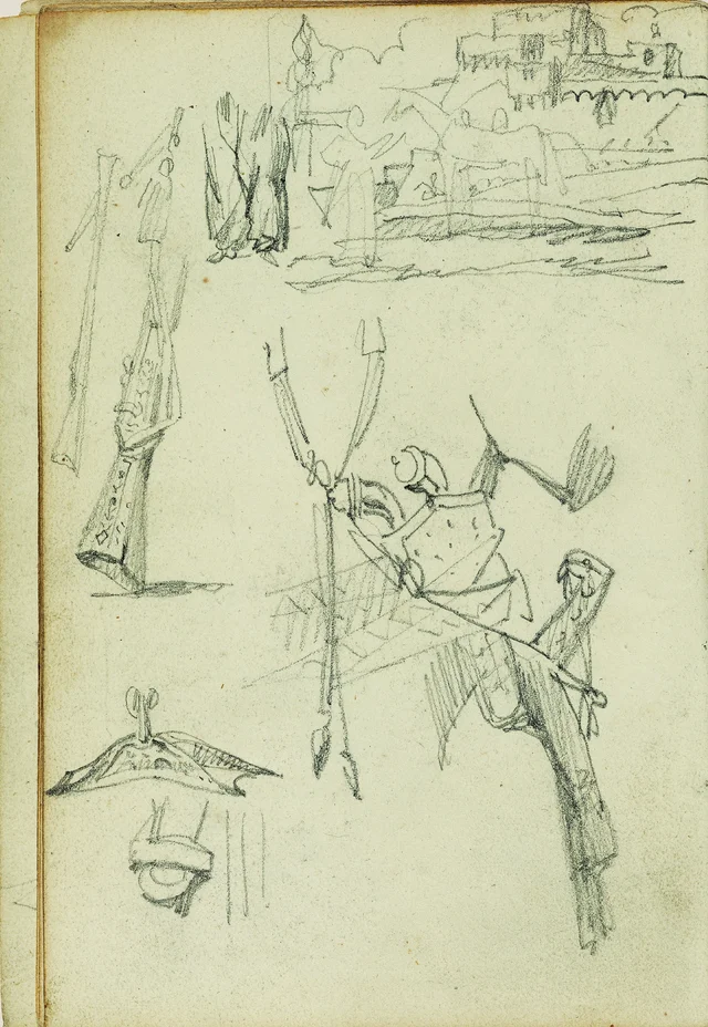 Weapon studies, compositional study of castle scene