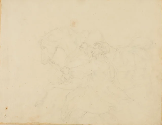 Stable Boy Running Beside a Draught Horse