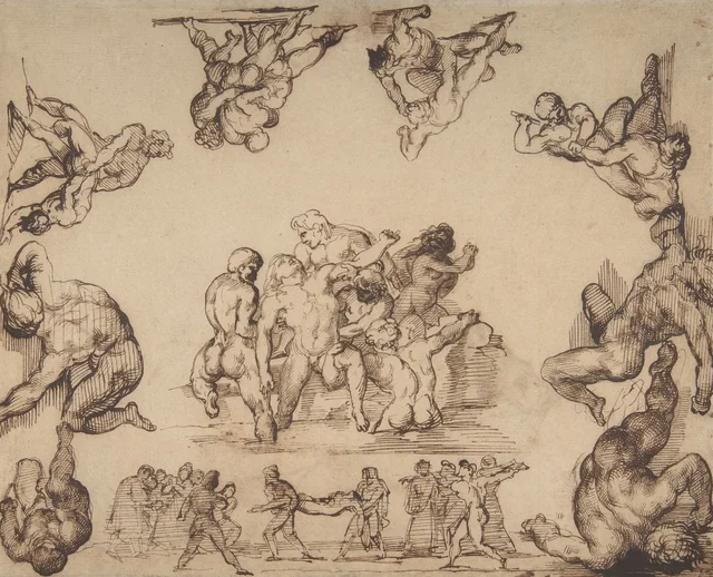 El rescate de un ahogado (recto); Estudio de caballo (verso)