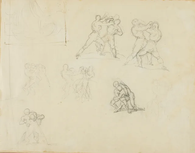 Seven Sketches of Pairs of Boxers or Wrestlers