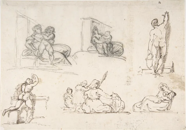 Six Figure Studies, including four for 'The Poor Italian Family'