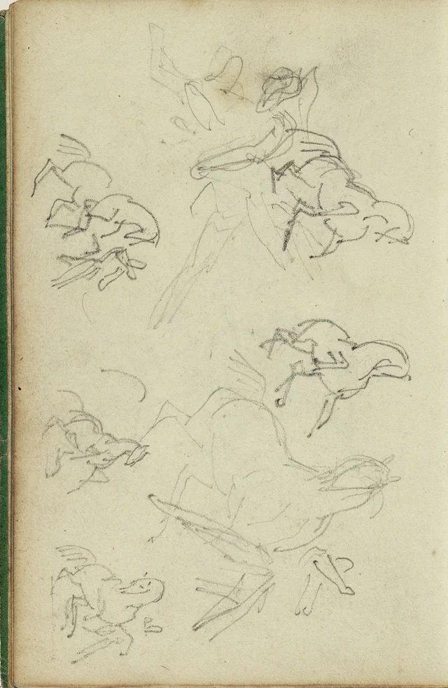 Six studies for man beside a rearing horse