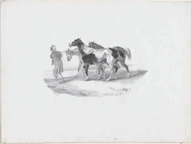 Three Horses Led by a Groom to be Skinned, Théodore Géricault