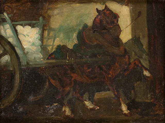 Un caballo enganchado a un carro, Théodore Géricault