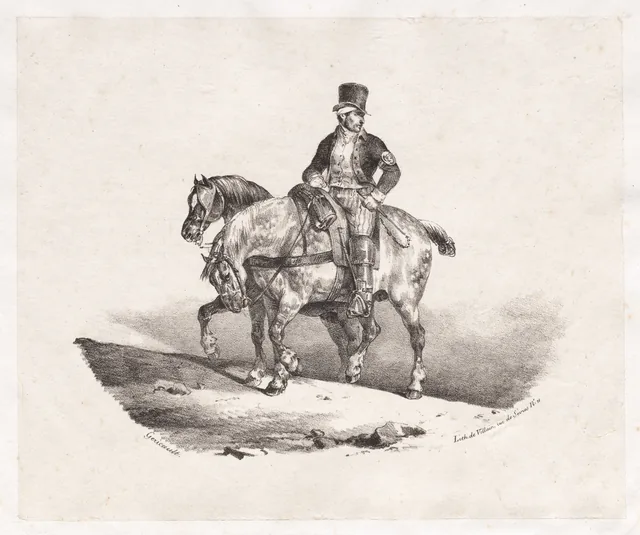 Postman or Two Harnessed Horses, Théodore Géricault