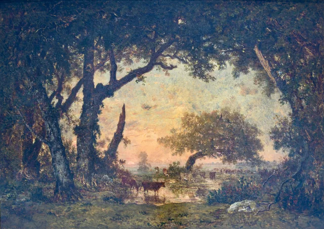 Edge of the Forest at Fontainebleau, Setting Sun