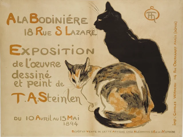 Deux chats (affiche pour l'exposition de la Bodinière), Théophile Alexandre Steinlen