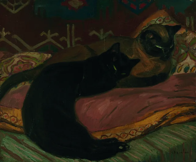 Deux chats couchés sur un canapé, Théophile Alexandre Steinlen