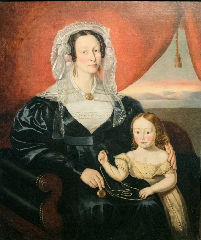 Madame Charles-Hilaire Têtu, nascida Elizabeth O'Brien, e seu filho Eugène, Théophile Hamel