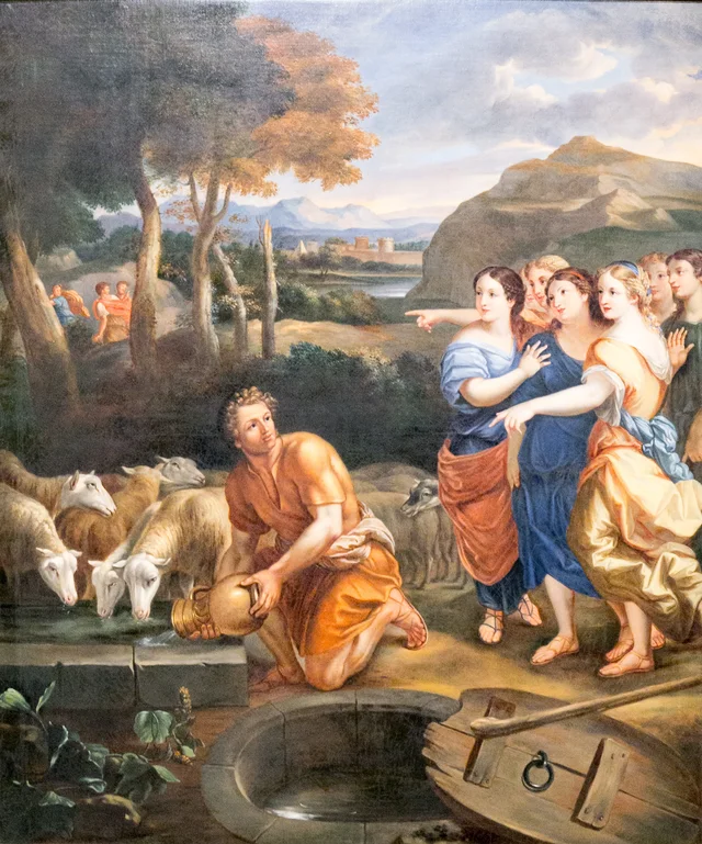 Moisés e as filhas de Jetro, Théophile Hamel