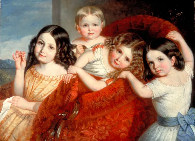 Noémie, Eugénie, Antoinette e Séphora Hamel, sobrinhas do artista, Théophile Hamel