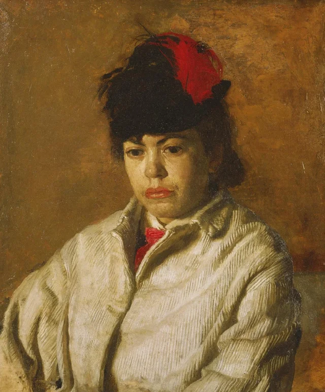 Margaret Eakins con atuendo de patinaje, Thomas Eakins