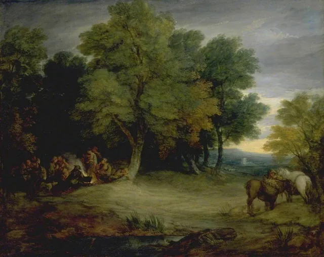 Campement de bohémiens au coucher du soleil