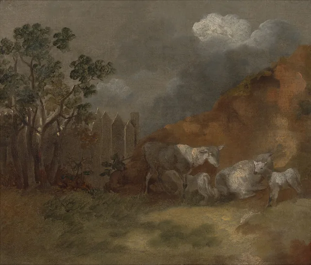 Moutons et agneaux près d'une clôture
