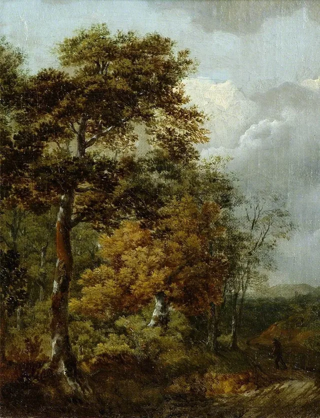 Paisagem com camponês num caminho