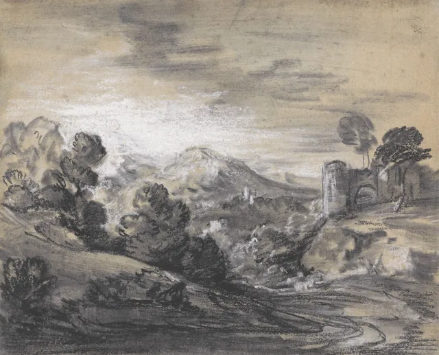 Wooded Landscape with Castle, Thomas Gainsborough