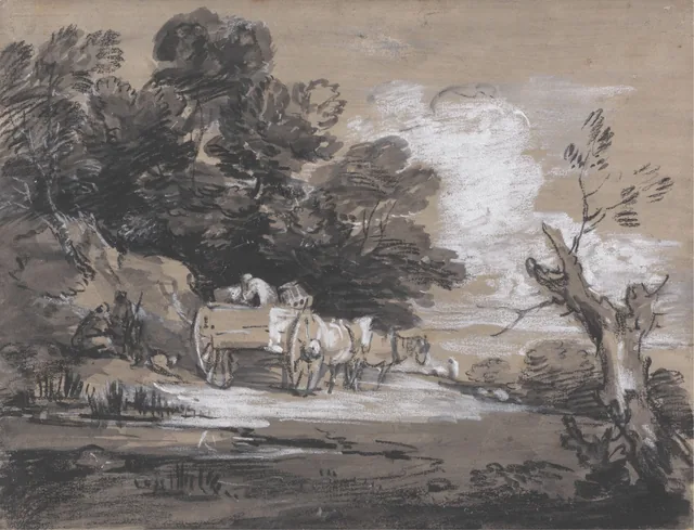Wooded Landscape with Country Cart and Figures, Thomas Gainsborough
