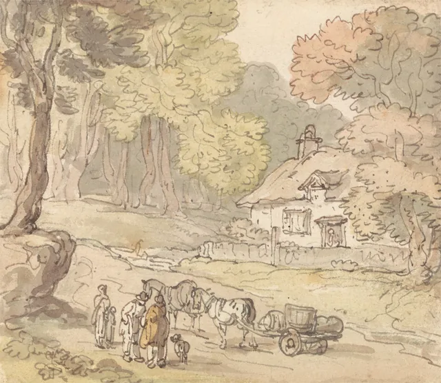 Chaumière dans une clairière en forêt