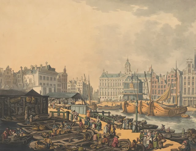 Feyge Dam, with part of the Fish Market at Amsterdam, Thomas Rowlandson