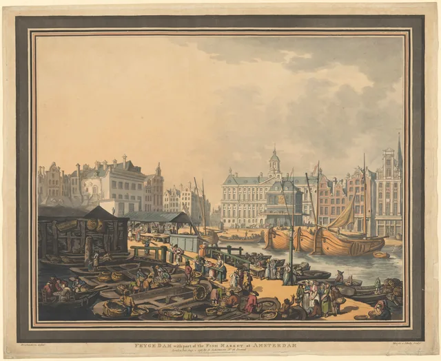 Feyge Dam, avec une partie du marché aux poissons d'Amsterdam