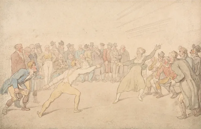 Henry Angelo et Madame Cain à l'escrime