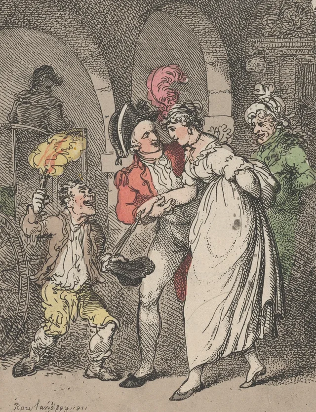 Je vous éclaire, Votre Honneur, voiture libre, Thomas Rowlandson