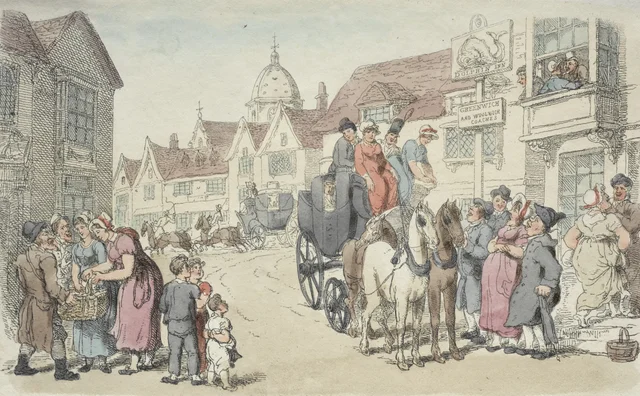 La posada del Delfín: las diligencias de Greenwich y Woolwich, Thomas Rowlandson