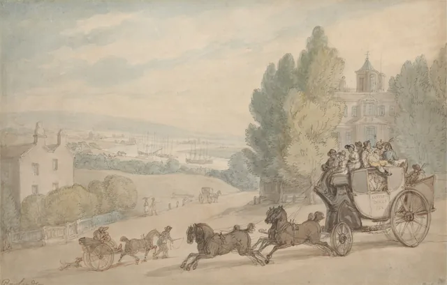 La diligence de Canterbury à Douvres passant devant le château de Vanbrugh
