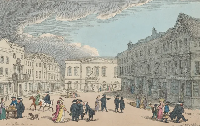 Market Place at Cambridge, Thomas Rowlandson