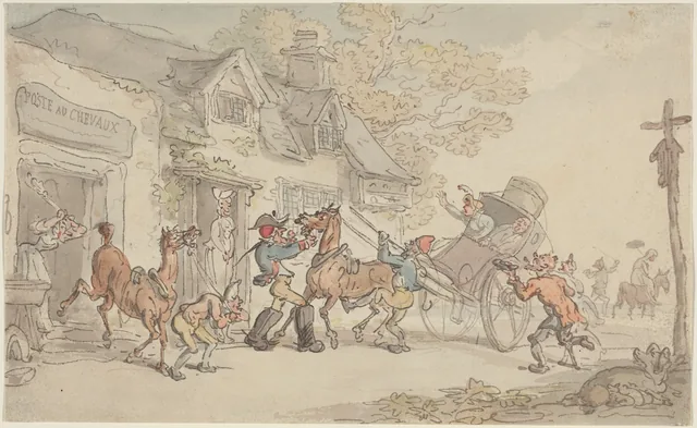 Le changement de chevaux à un relais de poste en France