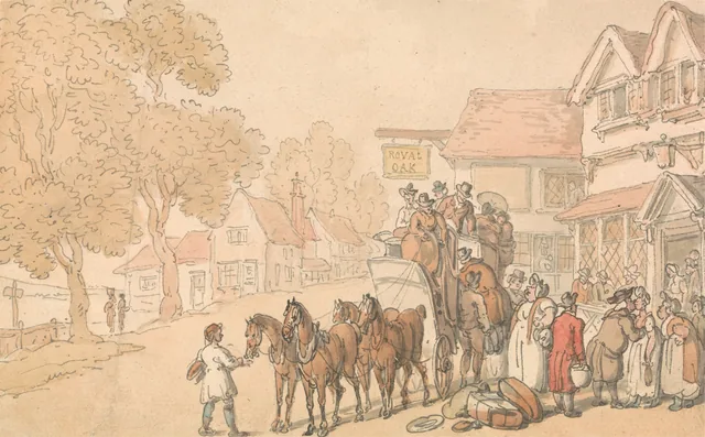 La carga de una diligencia, Thomas Rowlandson